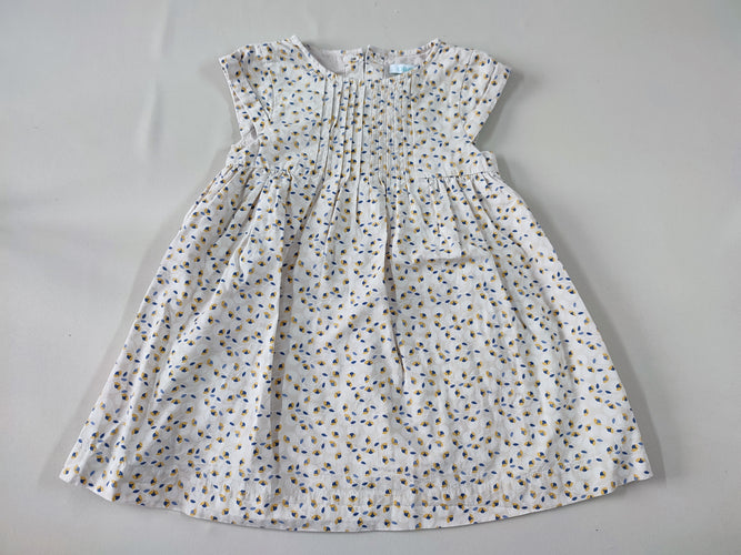 Robe m.c beige motifs jaunes/bleus, moins cher chez Petit Kiwi