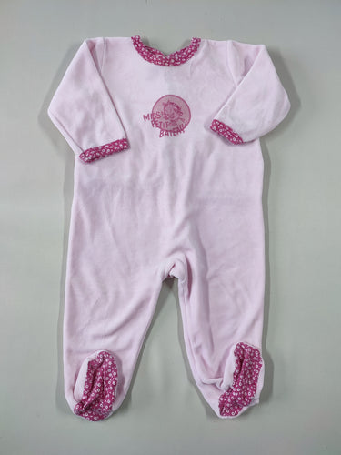 Pyjama velours rose clair "Miss Petit Bateau!", moins cher chez Petit Kiwi