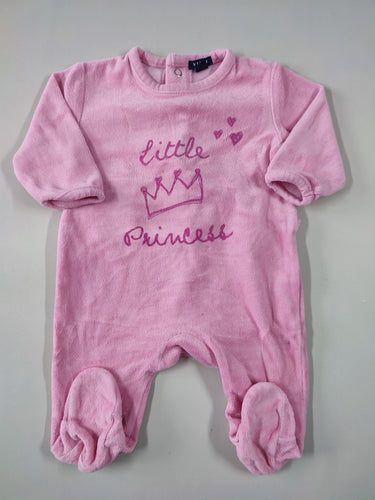 Pyjama velours rose couronne "Little Princess", moins cher chez Petit Kiwi
