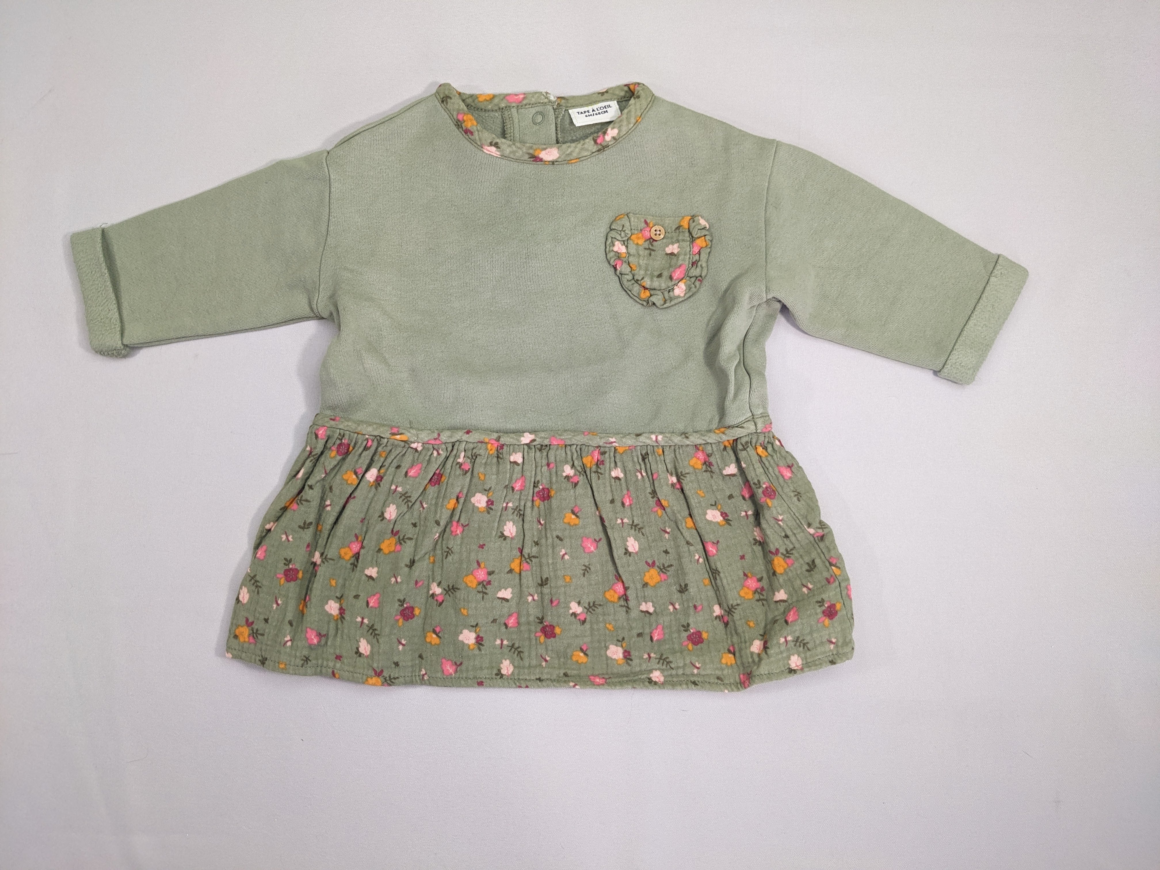 Robe Sweat m.l kaki clair Bi-matière molleton-tétra