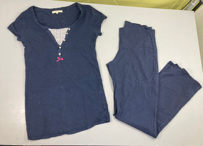 Pyjama 2pcs jersey de grossesse bleu foncé fleuri buste, moins cher chez Petit Kiwi