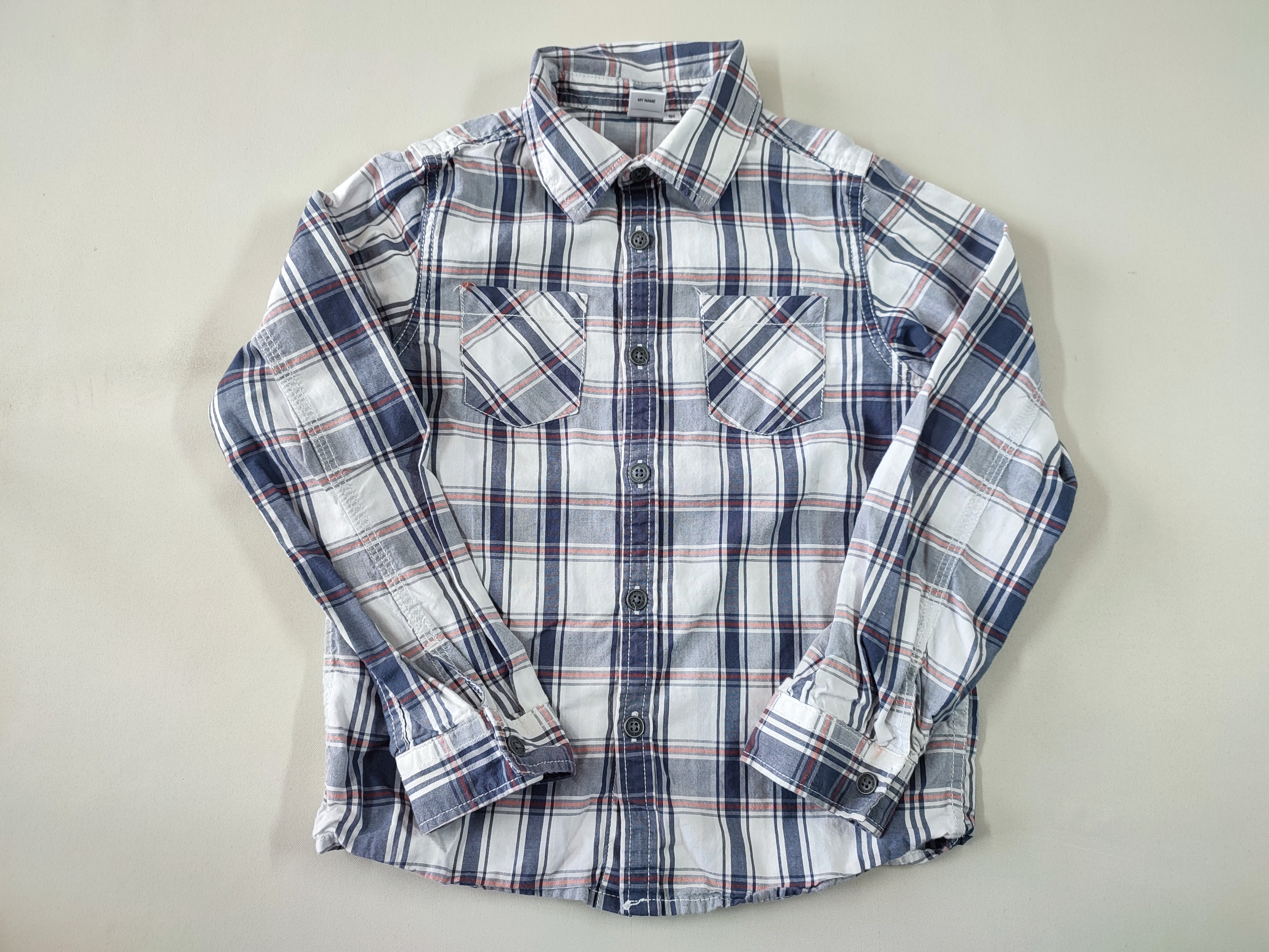 Chemise m.l à carreaux blanc/bleu/rose