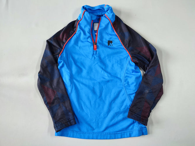 T-shirt m.l de sport bleu manches noires zip orange, moins cher chez Petit Kiwi