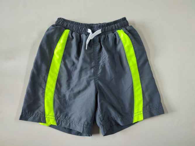 Maillot short gris bandes vertes fluos, moins cher chez Petit Kiwi