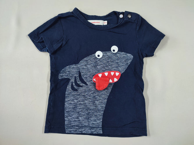 T-shirt m.c bleu marine requin qui passe la langue, moins cher chez Petit Kiwi