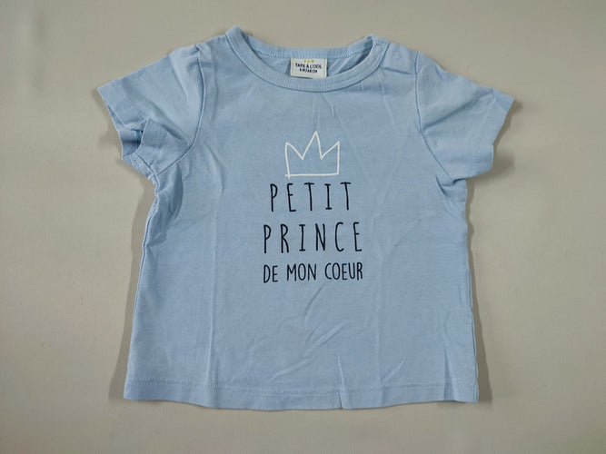 T-shirt m.c bleu clair "Petit prince de mon coeur", moins cher chez Petit Kiwi
