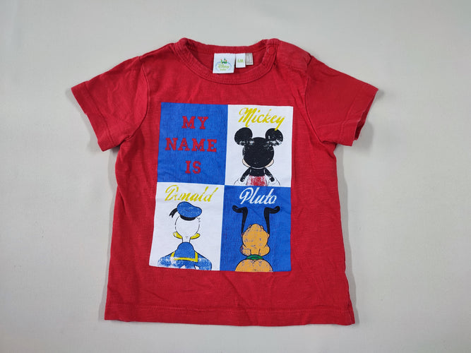 T-shirt m.c rouge "My name is Micker, Donald, Pluto", moins cher chez Petit Kiwi