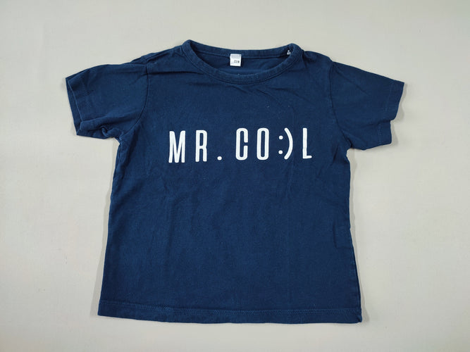 T-shirt m.c bleu marine "Mr. co:)l", moins cher chez Petit Kiwi