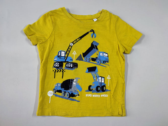 T-shirt m.c jaune engins de chantier, moins cher chez Petit Kiwi