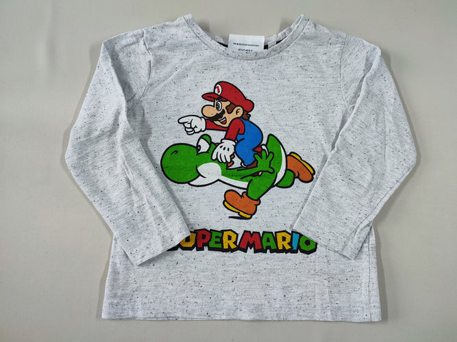 T-shirt m.l gris moucheté "Super Mario", moins cher chez Petit Kiwi