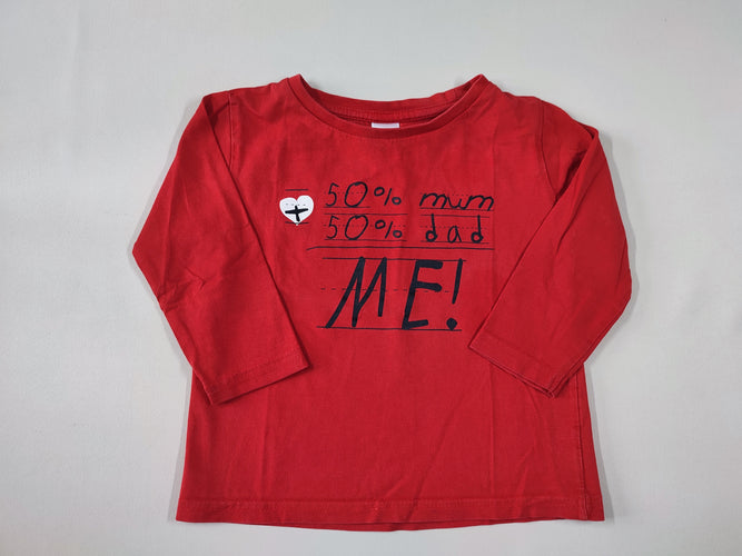 T-shirt m.l rouge "50% mum + 50% dad ME!", moins cher chez Petit Kiwi
