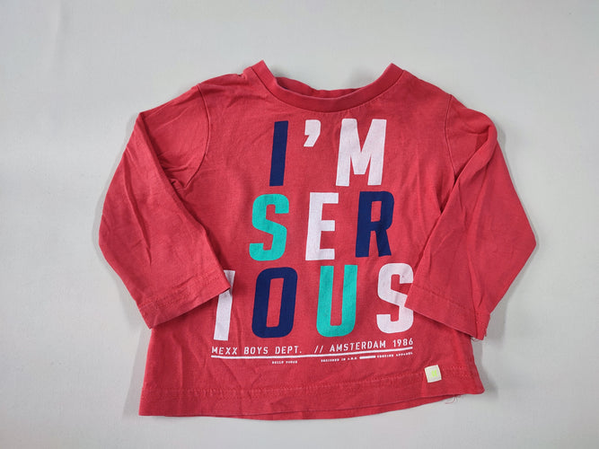 T-shirt m.l rouge "I'm serious", moins cher chez Petit Kiwi