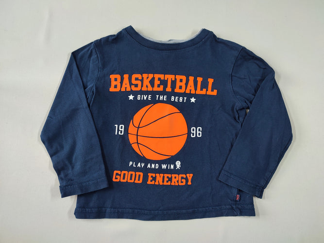 T-shirt m.l bleu marine "Basketball give the best", moins cher chez Petit Kiwi