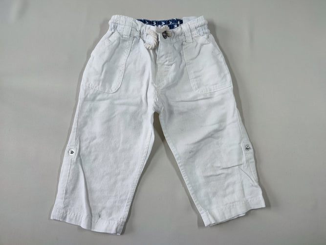 Pantalon blanc 55% lin, moins cher chez Petit Kiwi