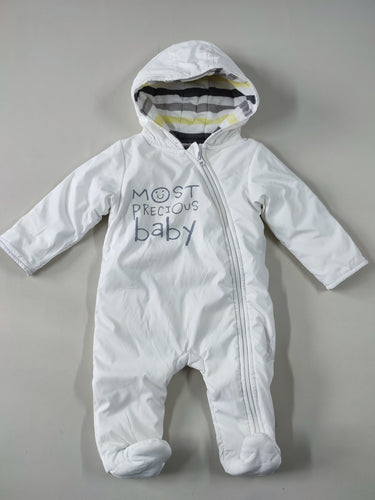 Combinaison pilote blanche doublée jersey "Most precious baby", moins cher chez Petit Kiwi