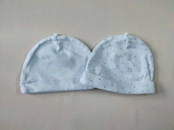 2 bonnets bleu/bleu étoiles