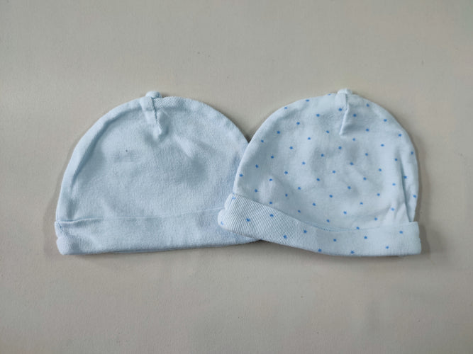 2 bonnets bleu/bleu étoiles, moins cher chez Petit Kiwi