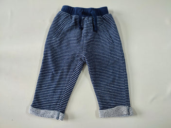Pantalon molleton bleu marine fines rayures blanches (légèrement bouloché)