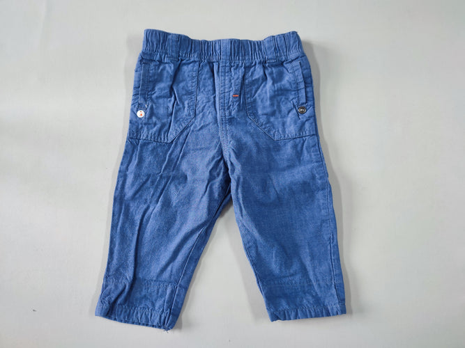 Pantalon léger bleu taille élastique, moins cher chez Petit Kiwi