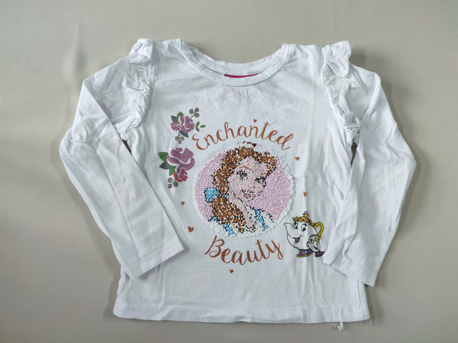 T-shirt m.l blanc à sequins réversibles Belle "Enchanted Beauty", moins cher chez Petit Kiwi