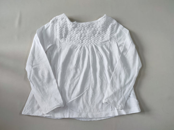 T-shirt m.l blanc broderie fleurs coupe évasée, moins cher chez Petit Kiwi