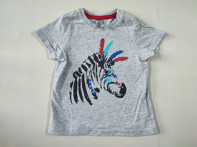 T-shirt m.c gris zèbre indien, moins cher chez Petit Kiwi
