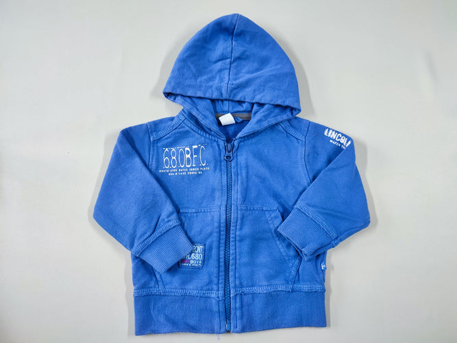 Sweat zippé à capuche bleu "680BFC", moins cher chez Petit Kiwi