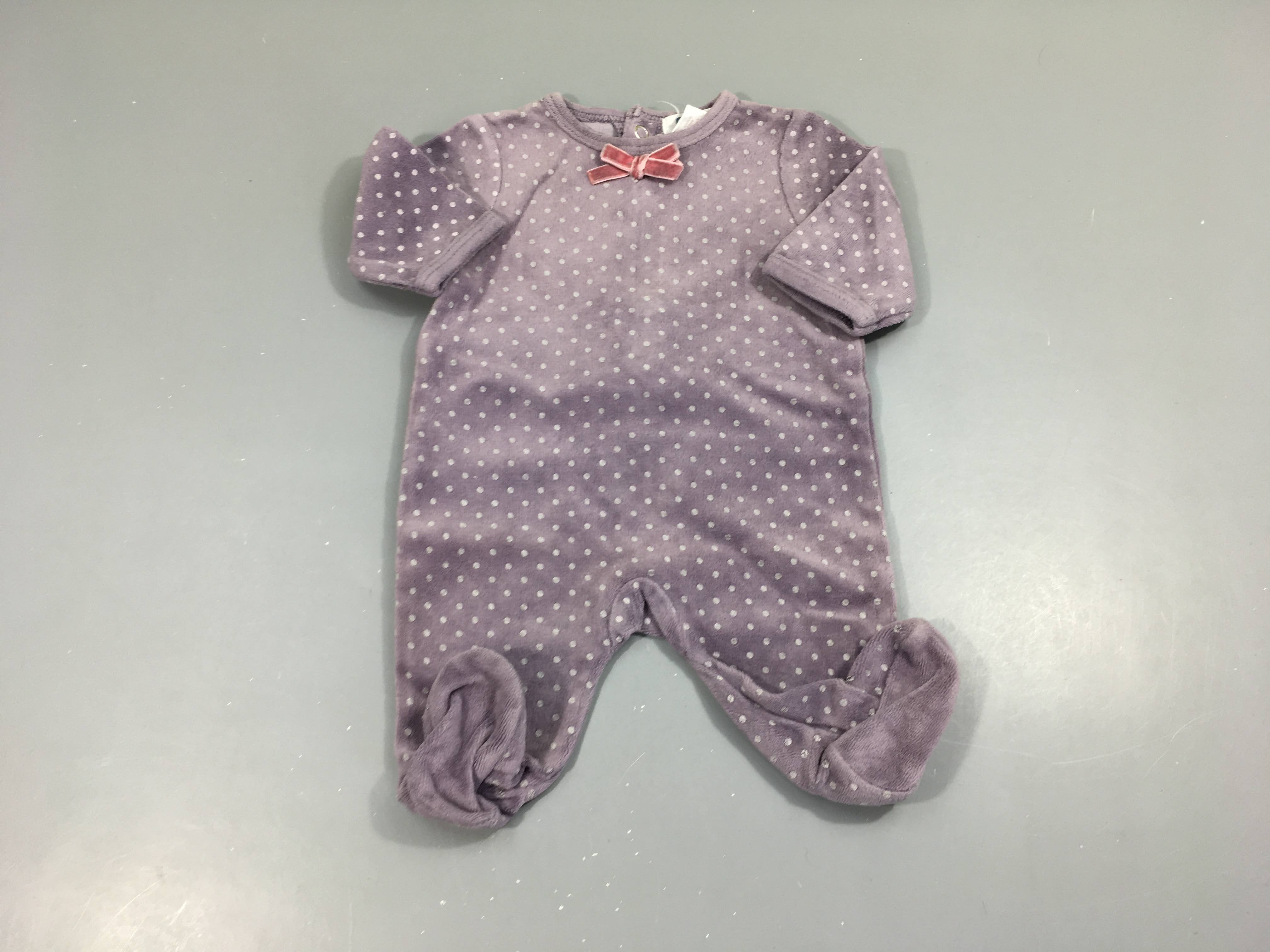 Pyjama velours mauve pois noeud