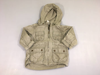 Veste légère zippée kaki à capuche amovible