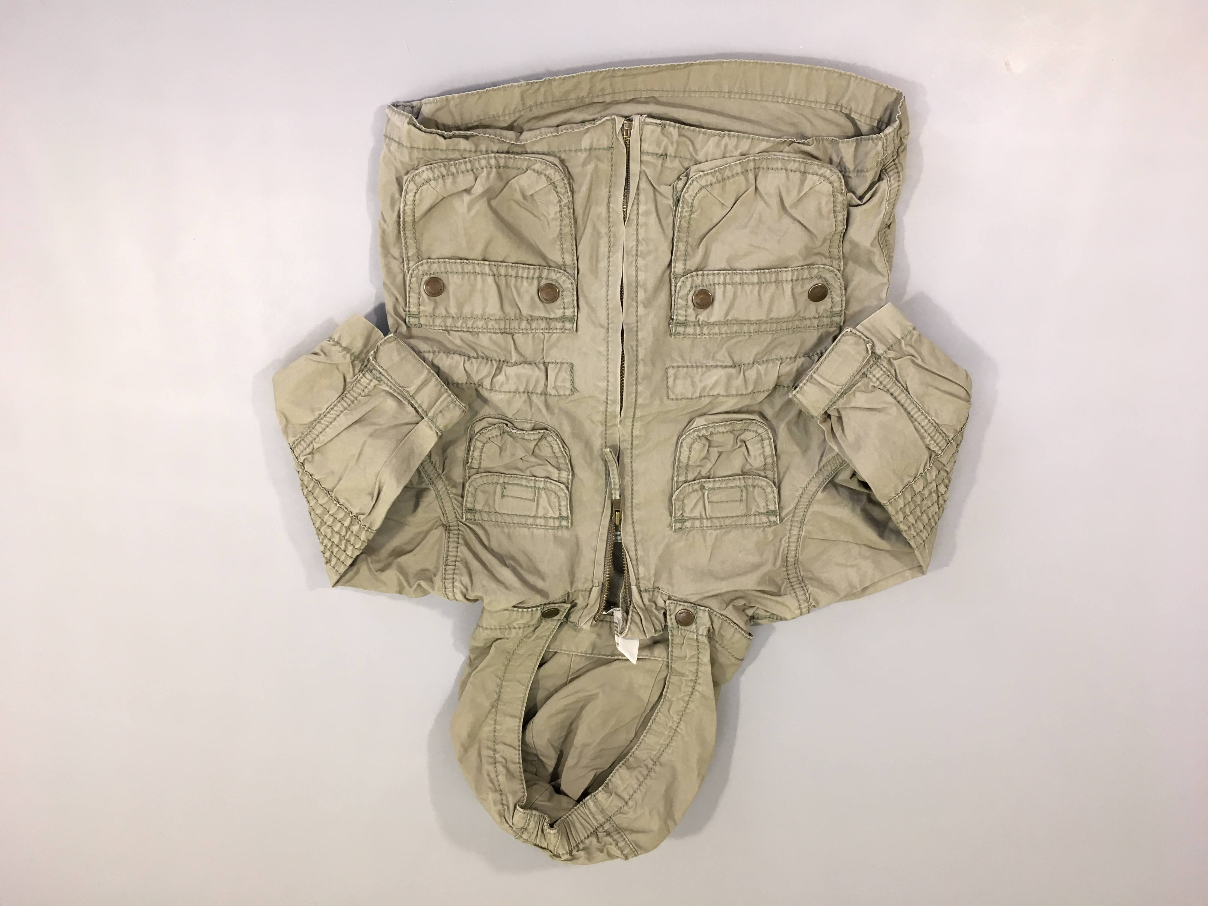 Veste légère zippée kaki à capuche amovible