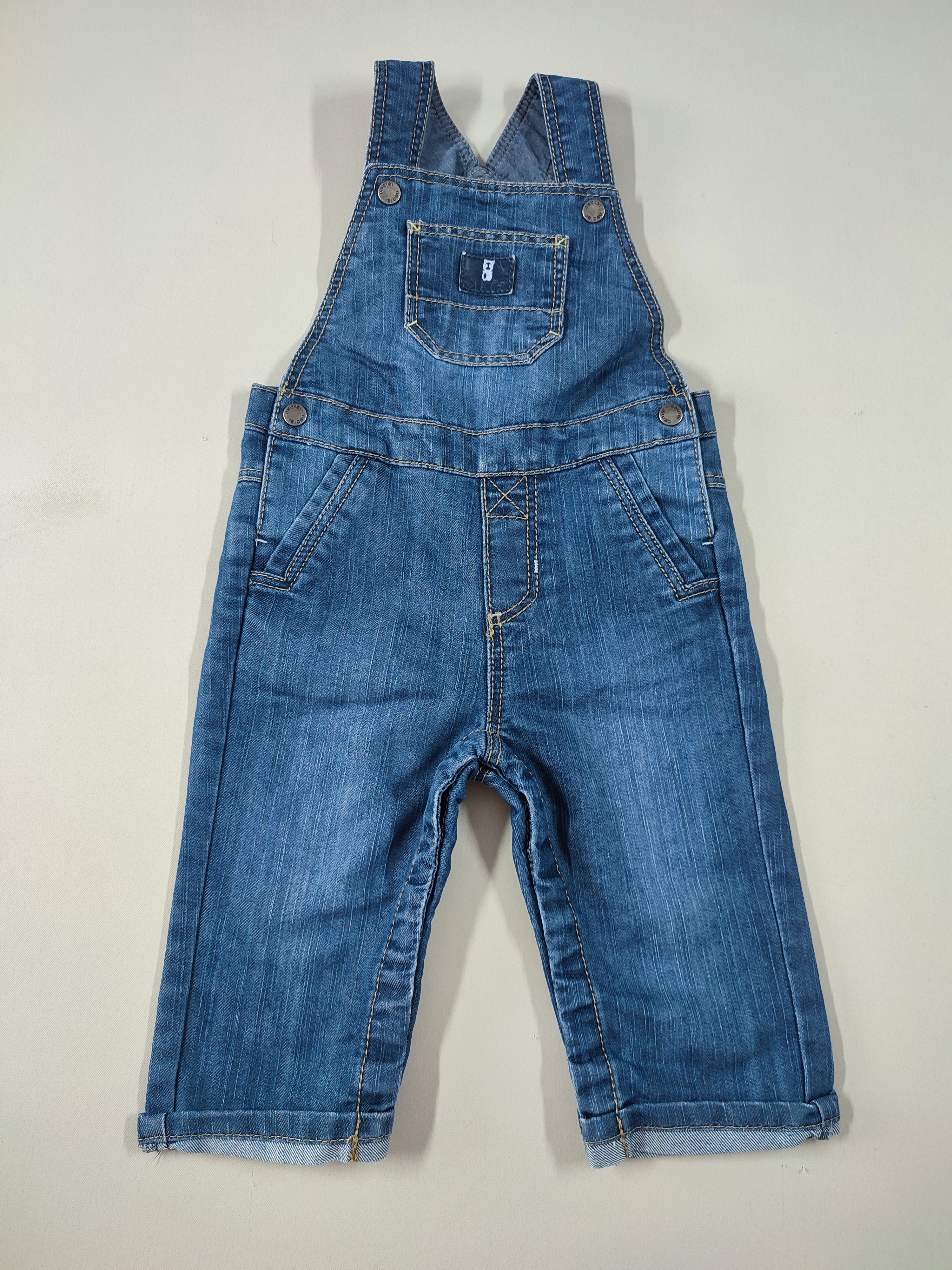 Salopette en jeans à revers écusson Obaïbi