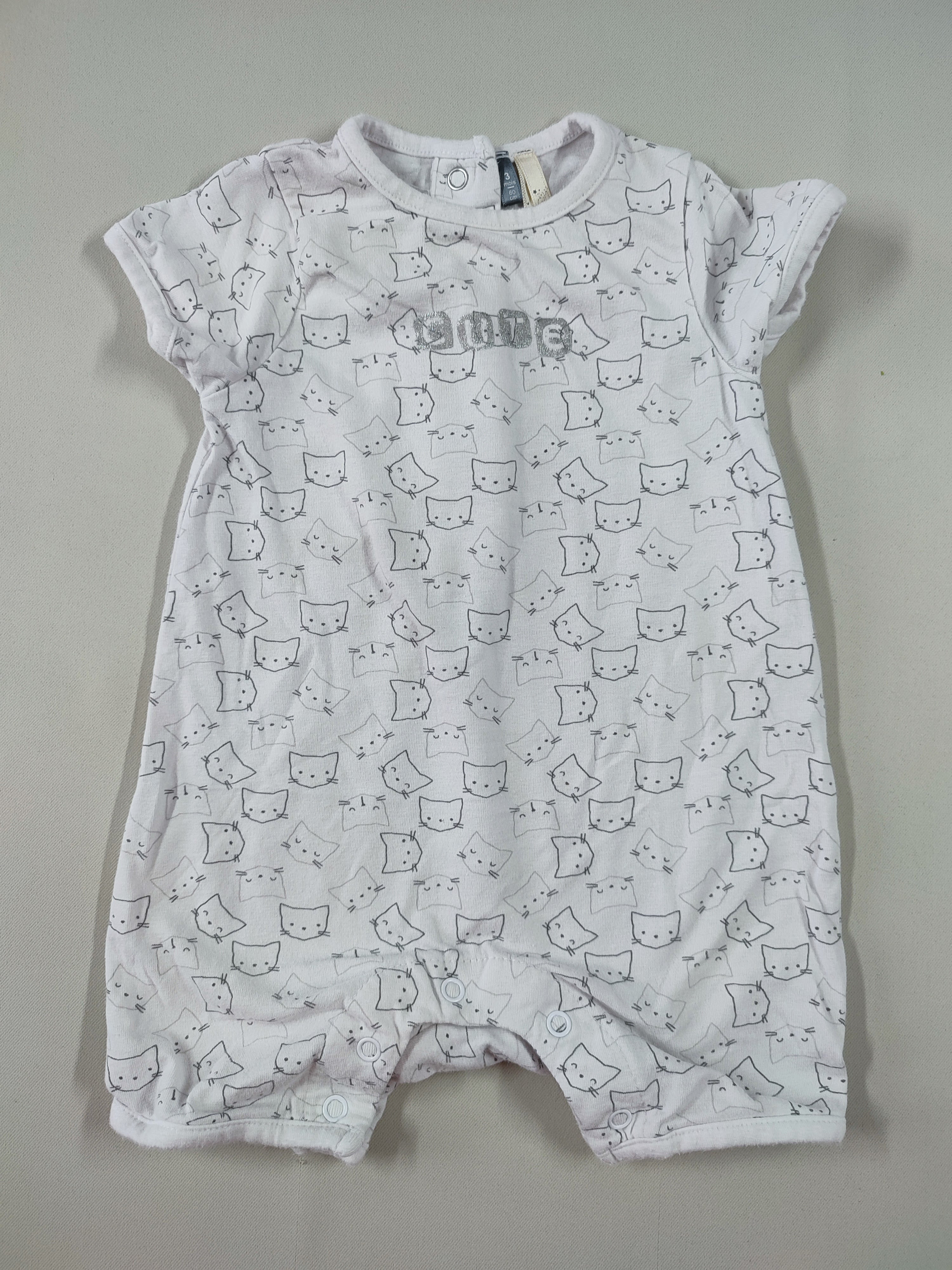 Combishort m.c jersey blanche chats 