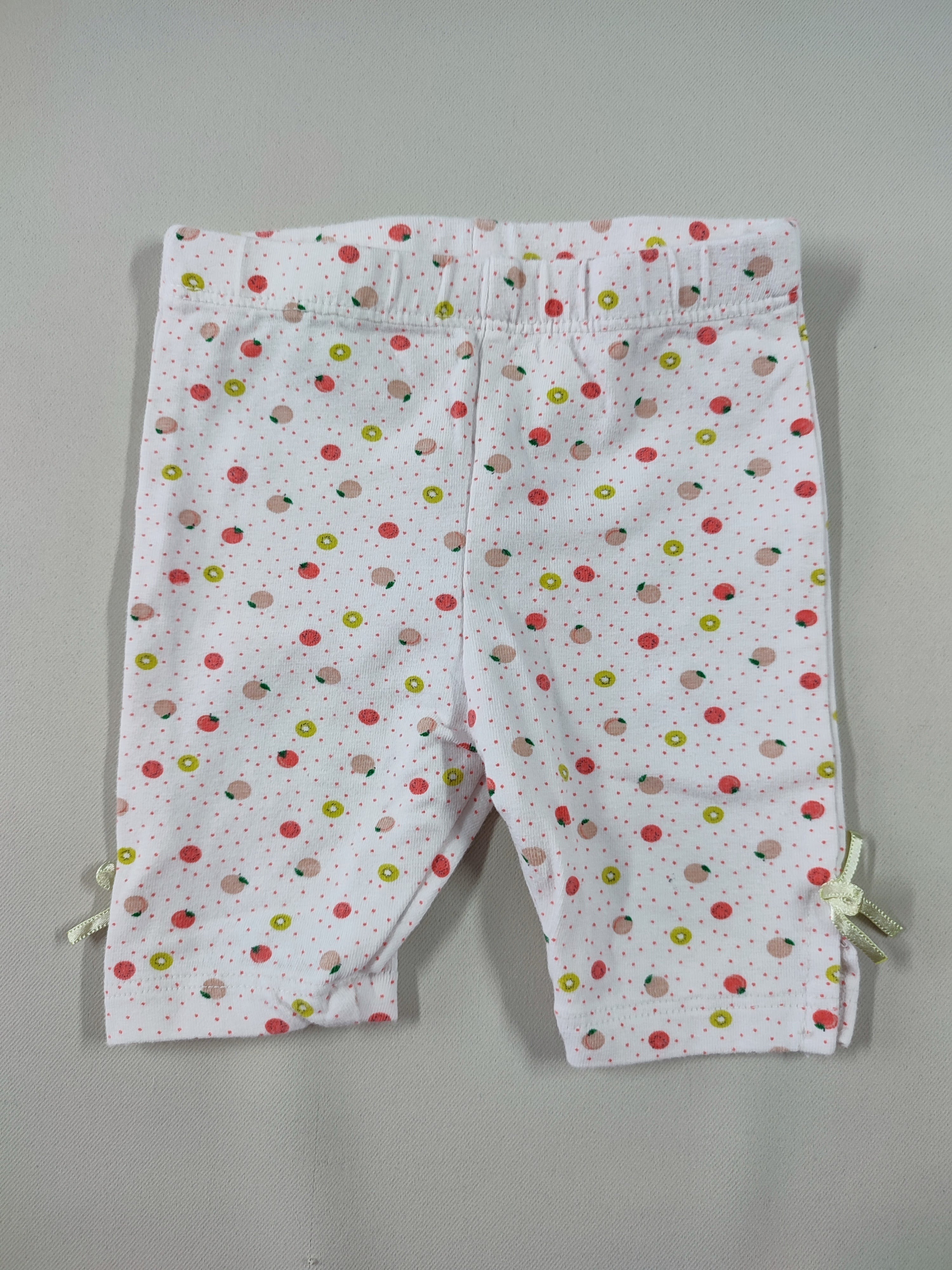 Legging blanc pois roses fruits