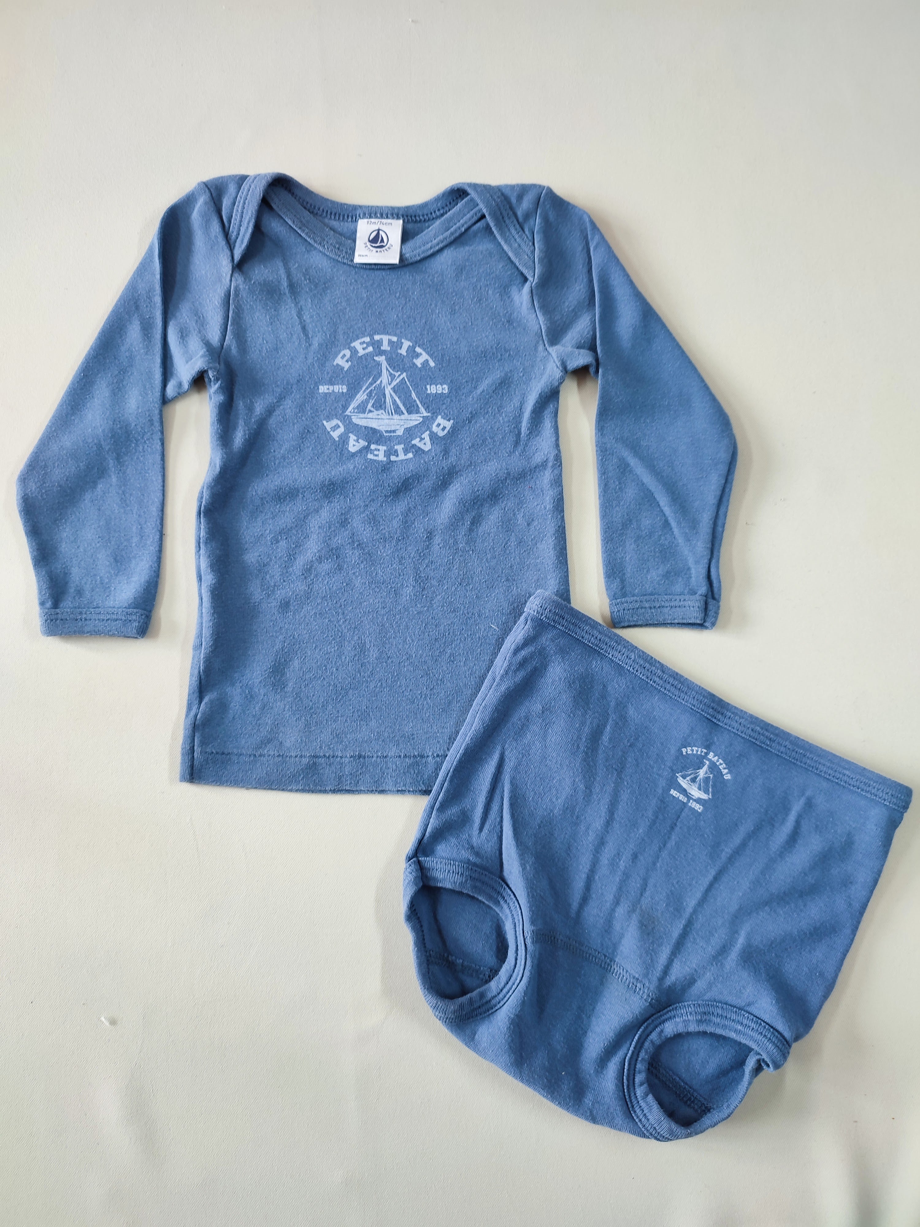 Chemisette m.l  bleue + slip bleu