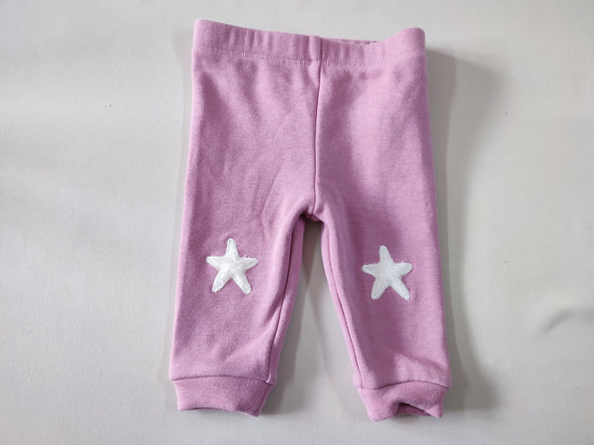 Legging rose doublé velours étoiles blanches, moins cher chez Petit Kiwi