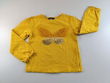 T-shirt m.l jaune papillon avec sequins