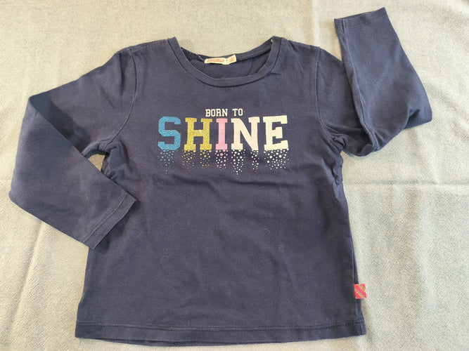 T-shirt m.l bleu marine inscription pailletée "Born to  Shine", moins cher chez Petit Kiwi
