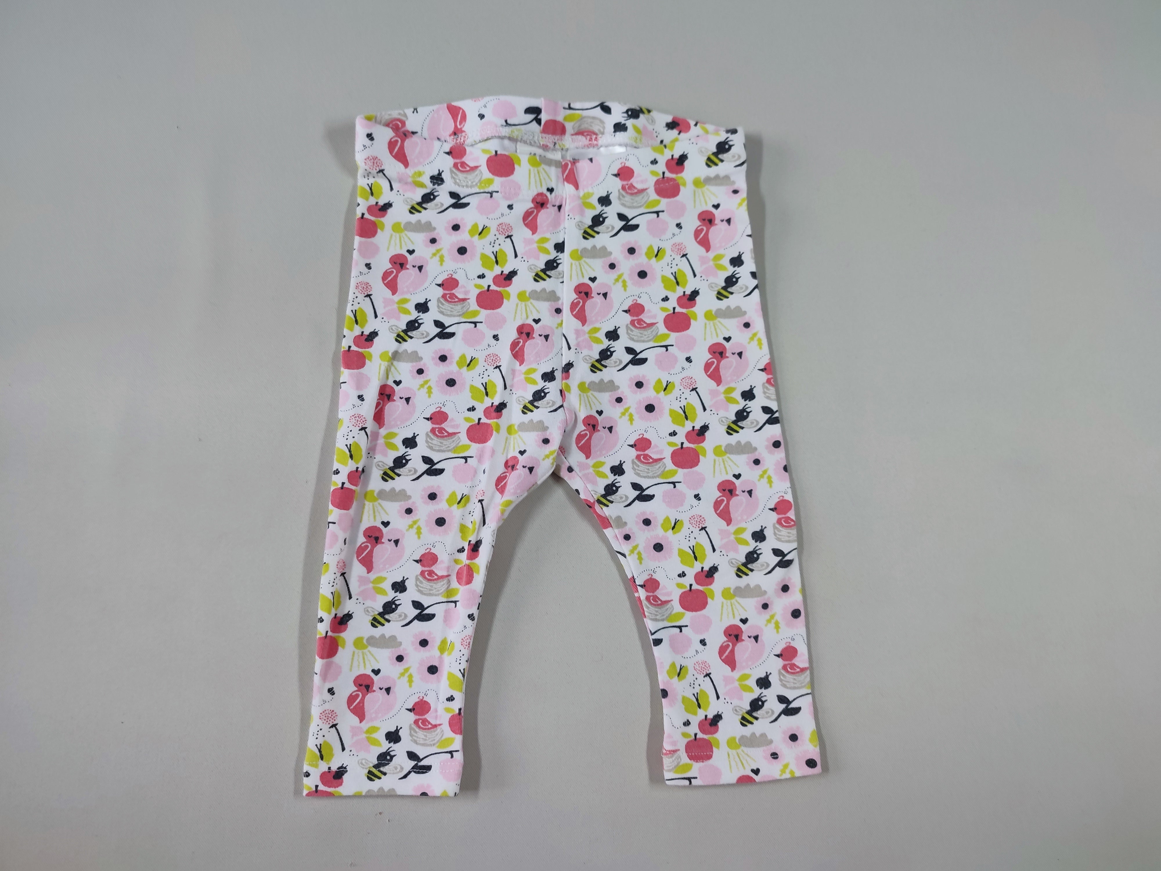 Legging blanc oiseaux abeilles papillons multicolore