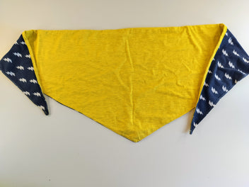 Foulard réversible jaune/ bleu marine éclairs blancs