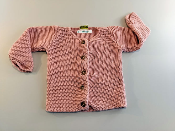 Gilet tricot rose, moins cher chez Petit Kiwi