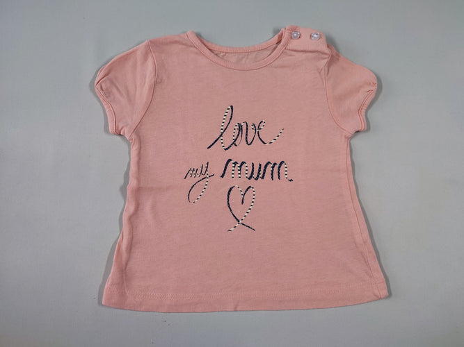 T-shirt m.c rose "Love my mum", moins cher chez Petit Kiwi