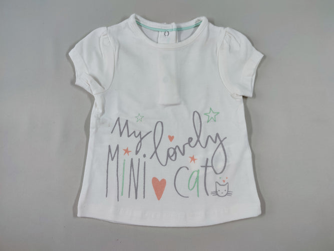 T-shirt m.c blanc cassé "My lovely mini cat", moins cher chez Petit Kiwi