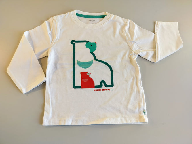 T-shirt m.l blanc, ours et ourson bleu, rouge, moins cher chez Petit Kiwi