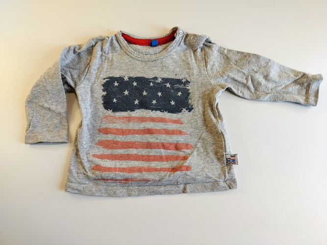 T-shirt m.l gris flammé , drapeau américain, moins cher chez Petit Kiwi
