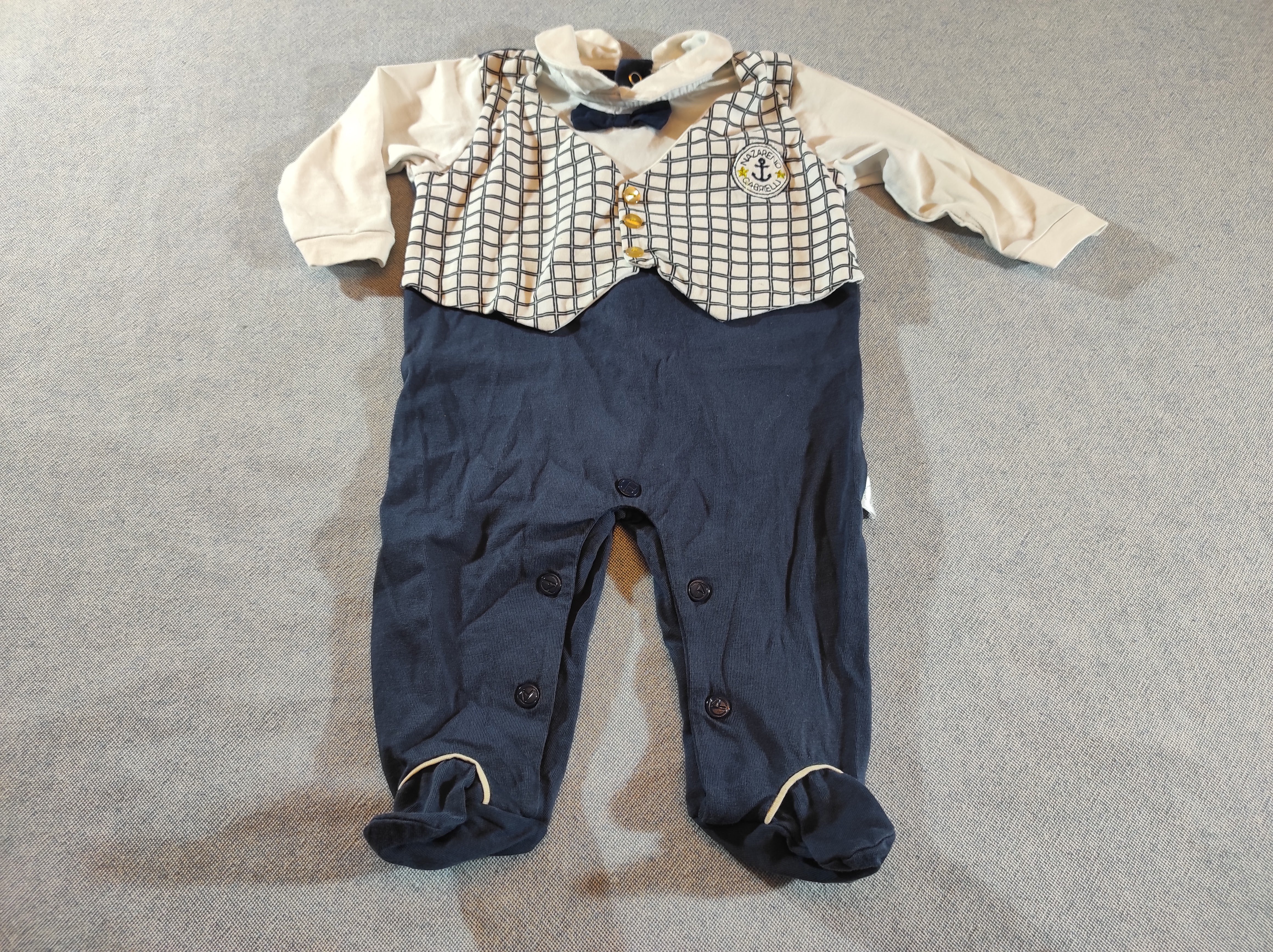 Pyjama jersey bleu marine,blanc  