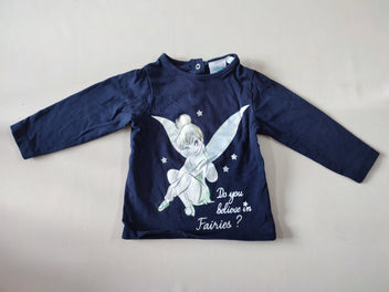 T-shirt m.l bleu marine fée clochette 