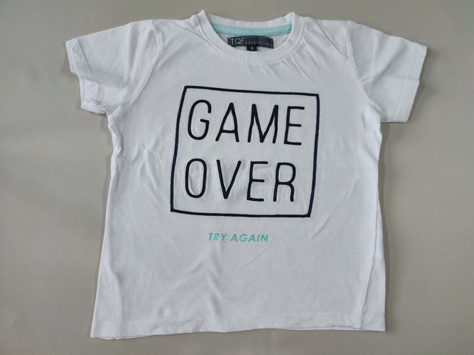 T-shirt m.c blanc "Game over", moins cher chez Petit Kiwi