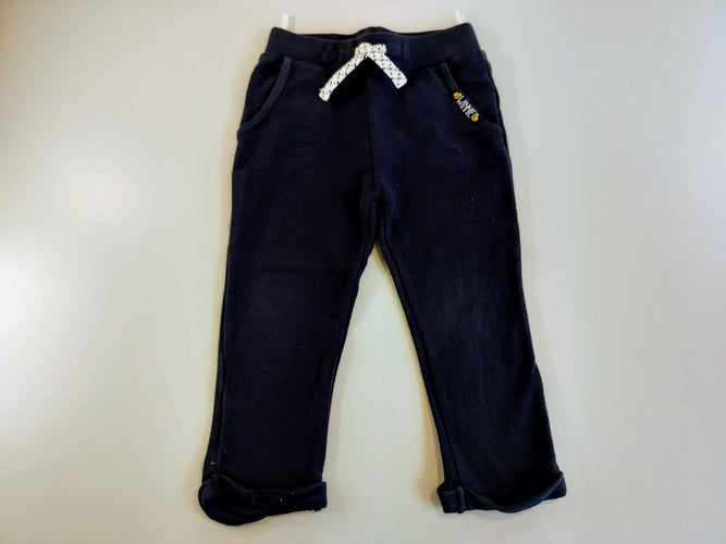 Pantalon molleton bleu marine  à revers, moins cher chez Petit Kiwi
