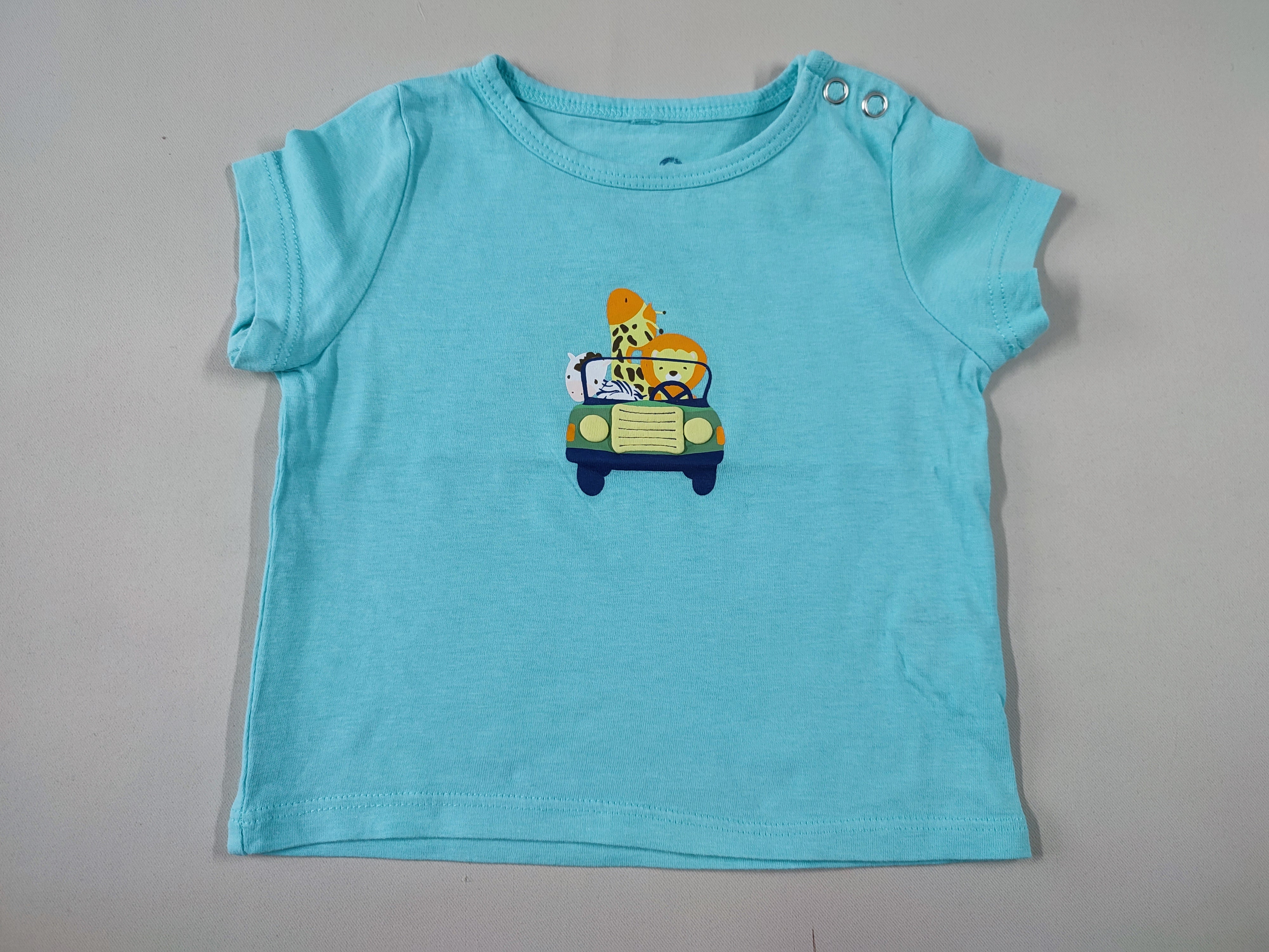 T-shirt m.c turquoise animaux en voiture