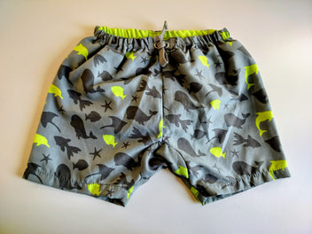 Maillot short avec couche intégrée kaki avec poissons